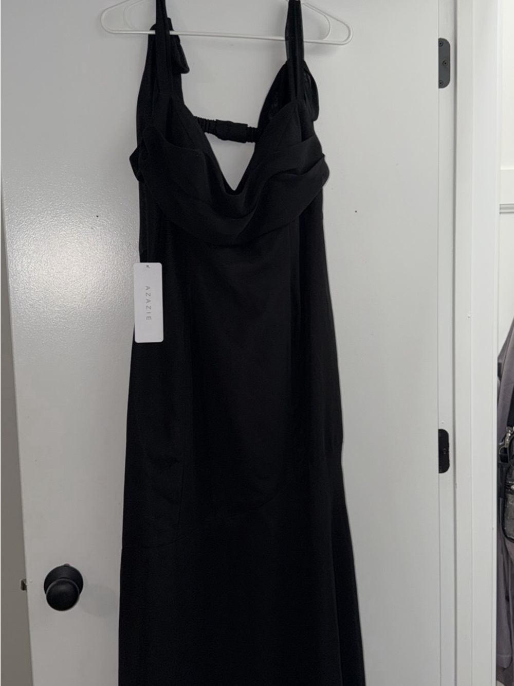 Azazie Black Tie-Shoulder Mermaid Evening Gown - Picture 3 of 3